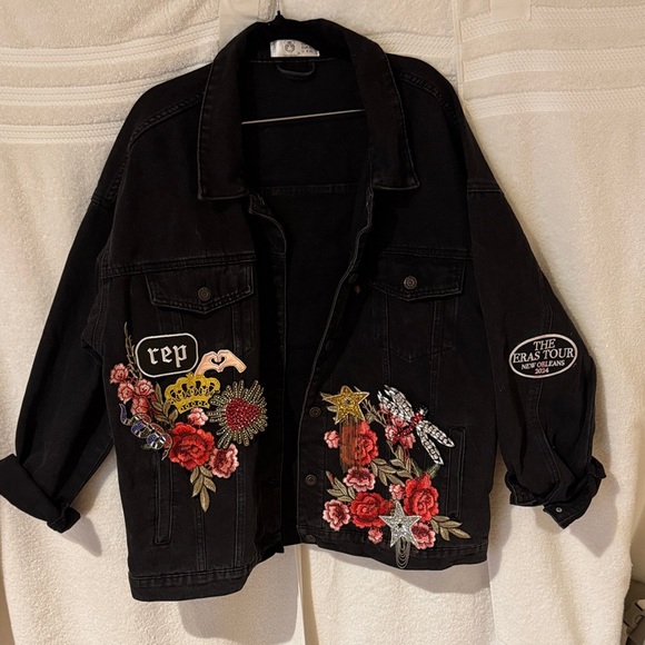 SWIFTY FANS Custom Made Black Denim Jacket For The ERAS YOUR CONCERT. Closet 1 - Picture 1 of 10